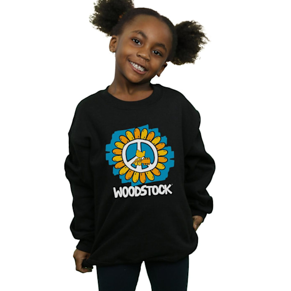 Woodstock Girls Flower Peace Sweatshirt 5-6 år Svart Black 5-6 Years