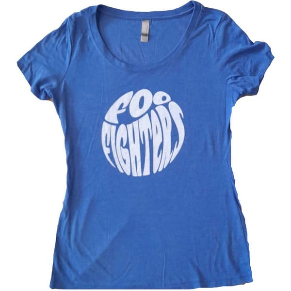 Foo Fighters Dam/Kvinnor 70-talets Bomull Logotyp T-shirt M Blå Blue M