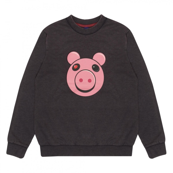 Piggy Girls Face Sweatshirt 6-7 år Charcoal Charcoal 6-7 Years