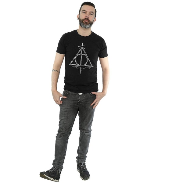 Harry Potter T-shirt i bomull med dödsrelikerna, storlek XXL, svart Black XXL
