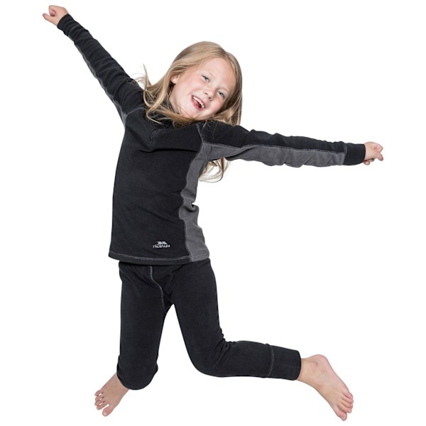 Trespass Barn/Barn Bubbles Fleece Topp Och Botten Baslager Black 5-6 Years