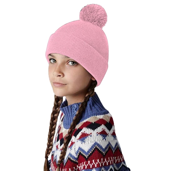 Beechfield Barnens/Barn Original Pom Pom Mössa En Storlek Dammig Dusty Pink One Size