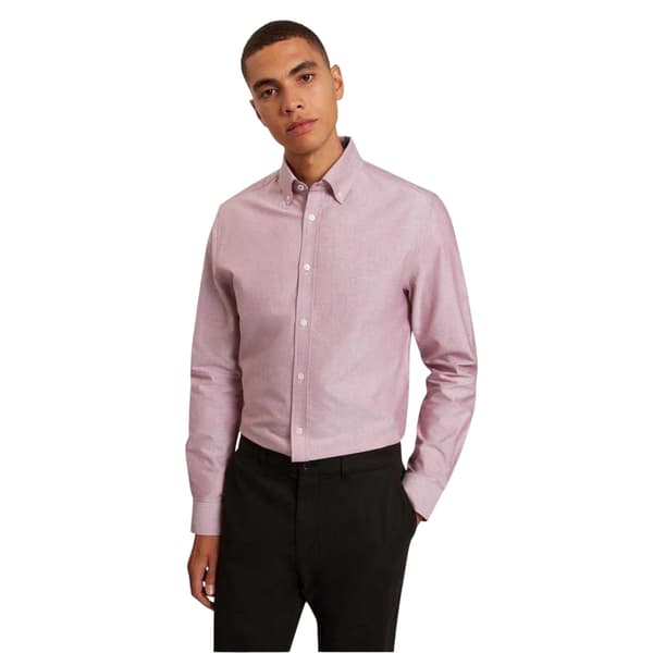 Ted Baker Herr Oxford Regular Långärmad Skjorta med Knappar S Oxblood S