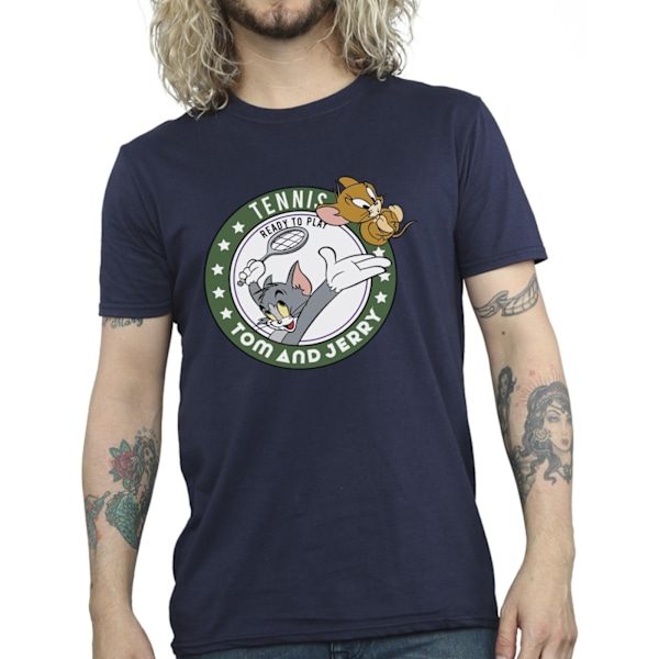 Tom And Jerry Herr T-shirt Tennis Ready To Play S Marinblå Navy Blue S