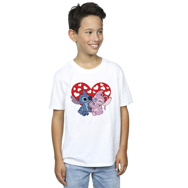 Disney Boys Lilo & Stitch Hearts T-shirt 12-13 år Vit White 12-13 Years