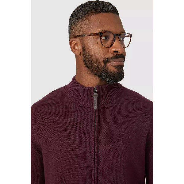 Maine Herr Premium Bomullsfull Zip Jumper XL Burgunder Burgundy XL