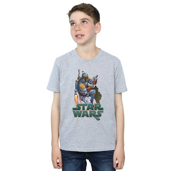 Star Wars Boys Boba Fett Fired Up T-shirt 5-6 år Sports Grey Sports Grey 5-6 Years