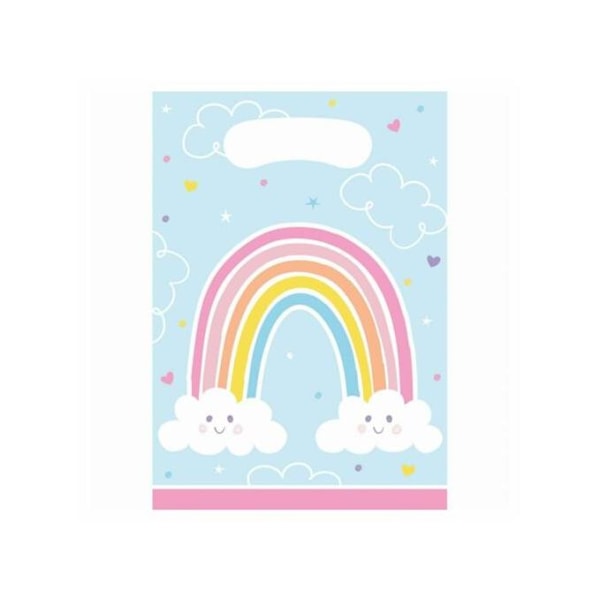 Creative Converting Happy Rainbow Plast Partyväskor (Förpackning om 8 Blue/Multicoloured One Size