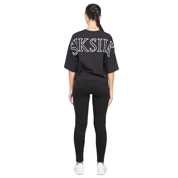SikSilk Dam/Dam Branded Crop T-Shirt 6 UK Svart Black 6 UK