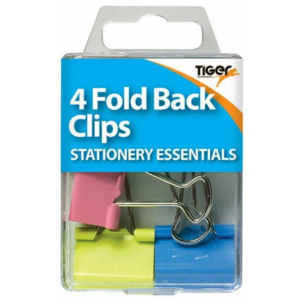 Tiger Stationery Essential Bulldog Clips (4-pack) One Size M Multicoloured One Size