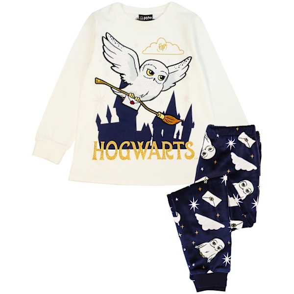 Harry Potter Flickor Hedwig Fleece Lång Pyjamas Set 9-10 År Off Off White/Navy 9-10 Years