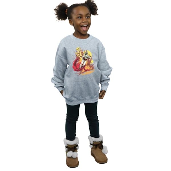 Star Wars Girls Boba Fett Raketdriven Sweatshirt 5-6 År S Sports Grey 5-6 Years