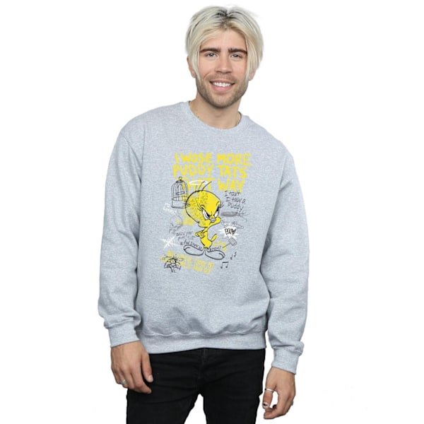 Looney Tunes Mens Tweety Pie More Puddy Tats Sweatshirt 3XL Spo Sports Grey 3XL