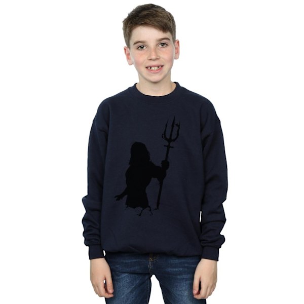 DC Comics Boys Aquaman Mono Silhouette Sweatshirt 7-8 år Marinblå Navy Blue 7-8 Years