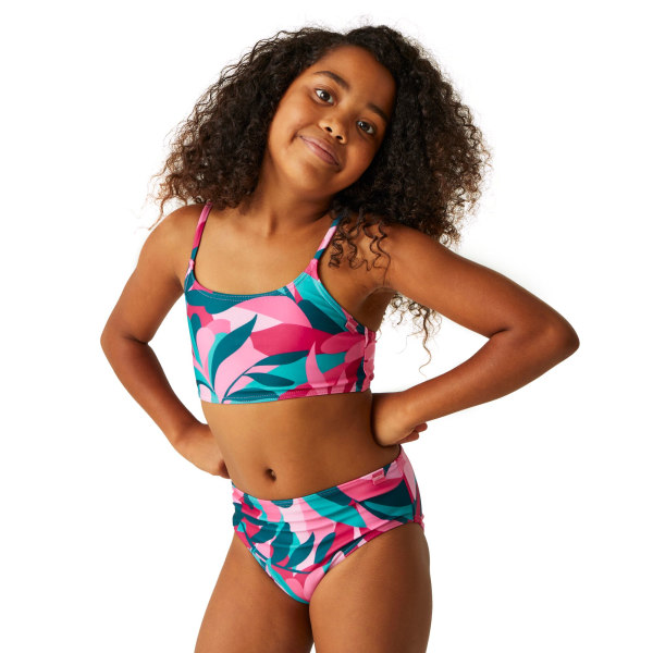 Regatta Girls Dakaria II Tropical Leaves Bikini Set 15-16 år Tahoe Blue 15-16 Years