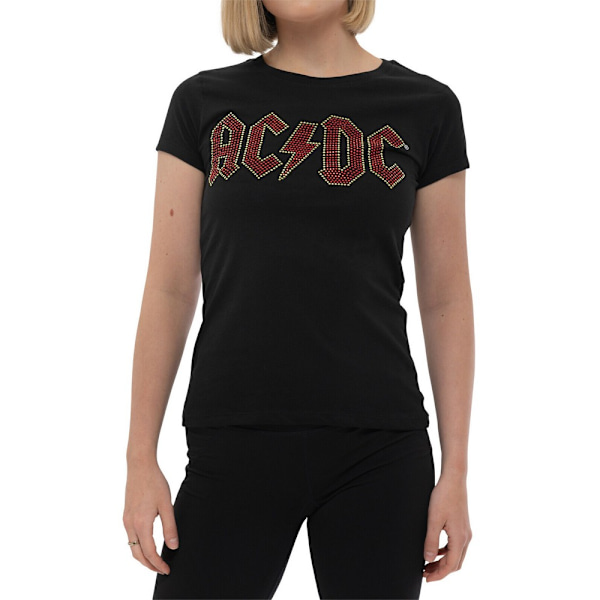 AC/DC Dam/Kvinna Utsmyckad Logotyp T-shirt L Svart Black L