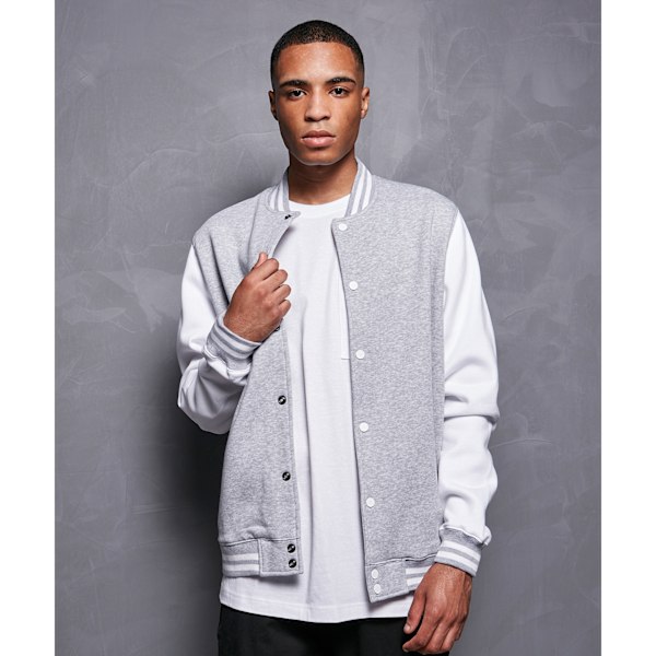 Bygg ditt varumärke Herr Basic College Jacka 4XL Heather Grey/Whi Heather Grey/White 4XL