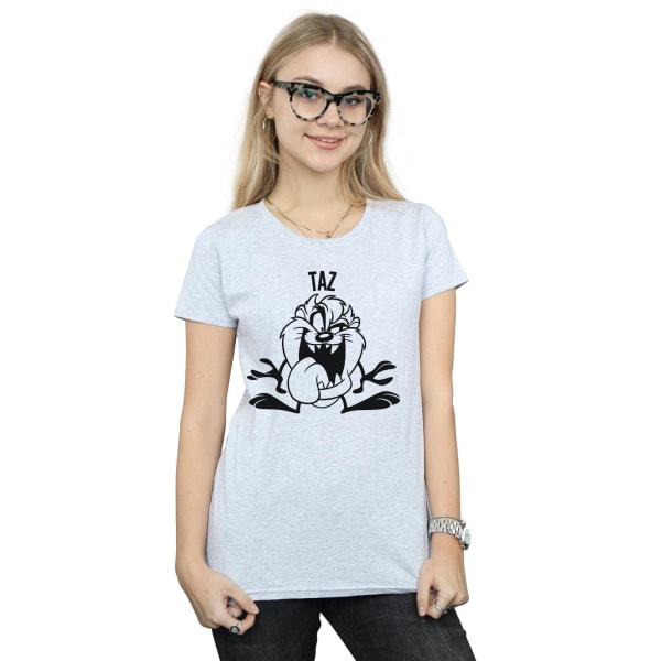Looney Tunes Dam/Kvinnor Taz Stort Huvud Bomull T-shirt L Spor Sports Grey L