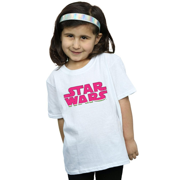 Star Wars T-shirt för flickor med vattenmelonslogotyp i bomull, 7-8 år, vit White 7-8 Years