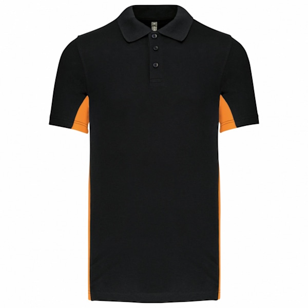 Kariban Herr Flag Polycotton Pique Poloshirt XL Svart/Orange Black/Orange XL