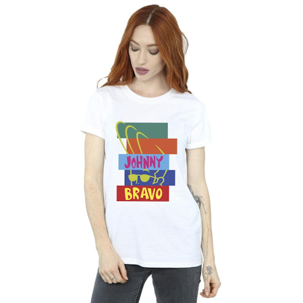 Johnny Bravo Dam/Damer Rektangul Pop Art Bomull Boyfriend T-shirt White S