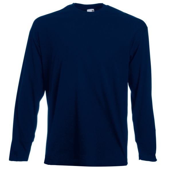Fruit Of The Loom Mens Valueweight Crew Neck Long Sleeve T-Shir Deep Navy 2XL