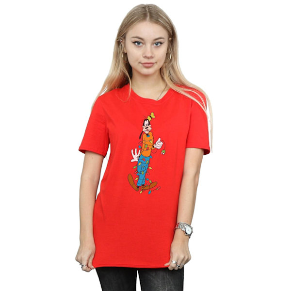 Disney Dam/Kvinnor Goofy Julbelysning Bomull Boyfriend T- Royal Blue M