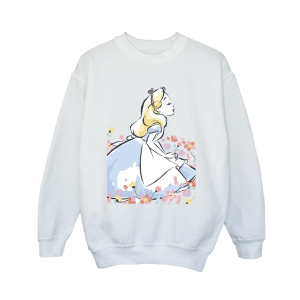 Disney Boys Alice In Wonderland Sketch Flowers Sweatshirt 7-8 Y White 7-8 Years