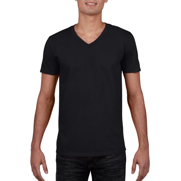 Gildan Mens Mjuk Stil V-Neck Kortärmad T-Shirt L Svart Black L