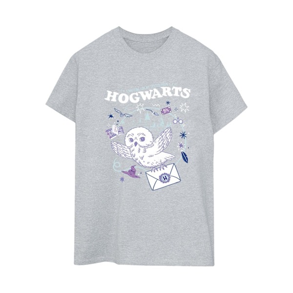 Harry Potter Dam/Kvinna Uggla Brev Från Hogwarts Bomull Pojkvän Sports Grey 3XL