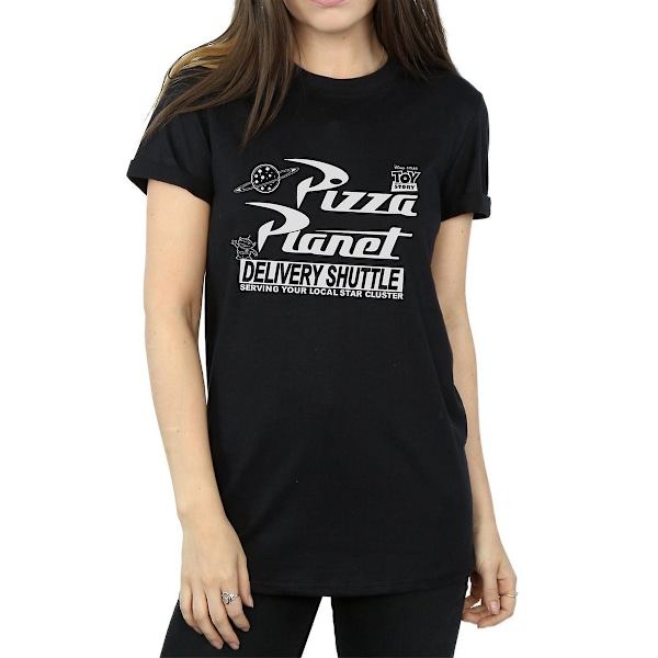 Toy Story Damkläder/Dam Pizza Planet Bomull Logotyp Pojkvän T-Sh Black XXL