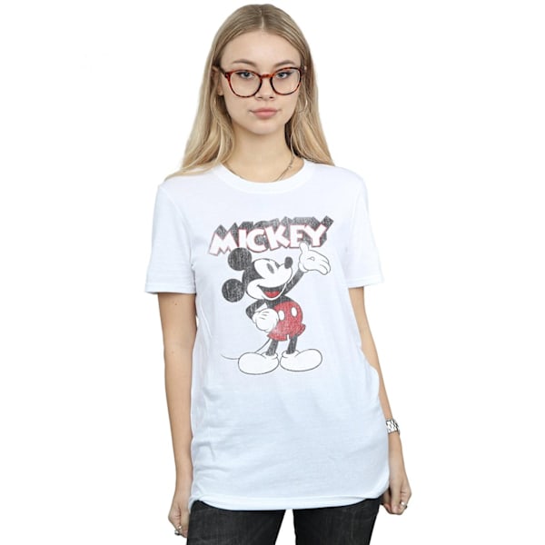 Disney Dam/Damer Presenterar Mickey Mouse Bomull Boyfriend T-Shirt S White 3XL