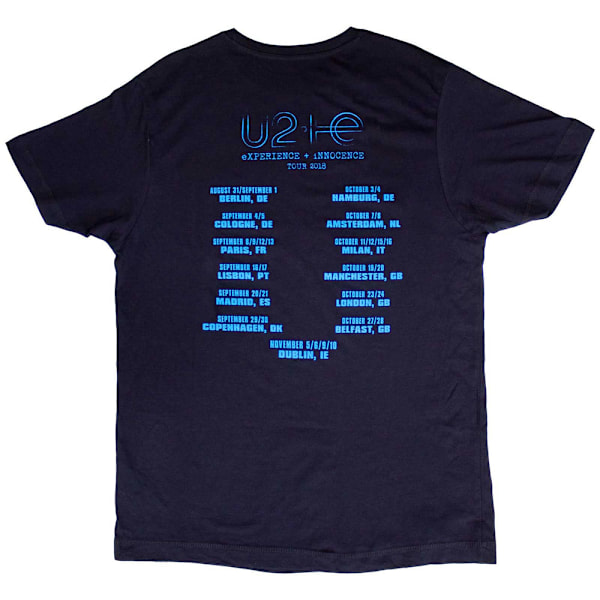 U2 Unisex Vuxen Logo E+I 2018 Turnédatum Tryck på Ryggen T-Shirt XXL Navy Blue XXL