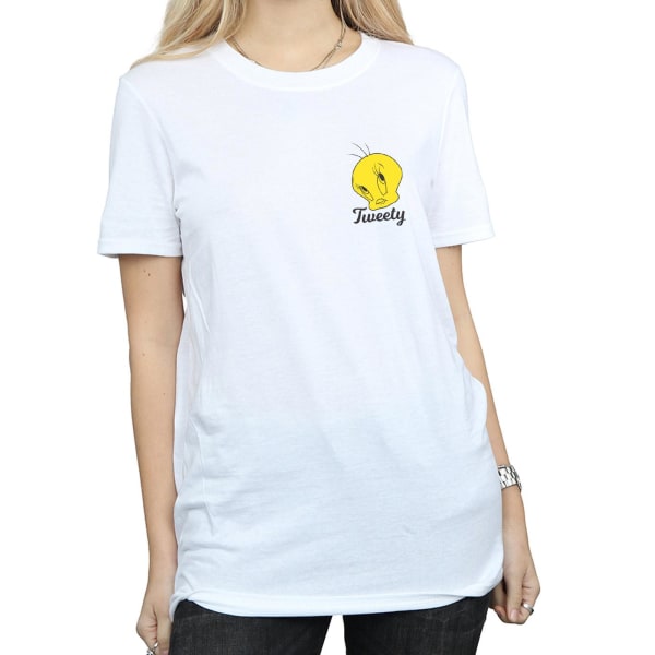 Looney Tunes Dam/Dam Tweety Pie Head Cotton Boyfriend T-S White L