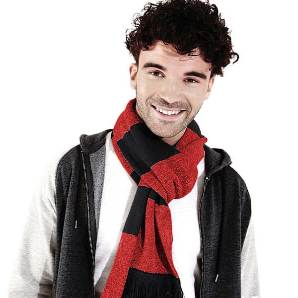 Beechfield Varsity Unisex Vinterhalsduk (Dubbelstickad) En Black / Classic Red One Size