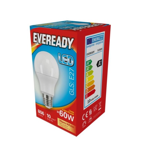 Eveready LED GLS E27 Glödlampa 9,6w dagsljus Daylight 9.6w
