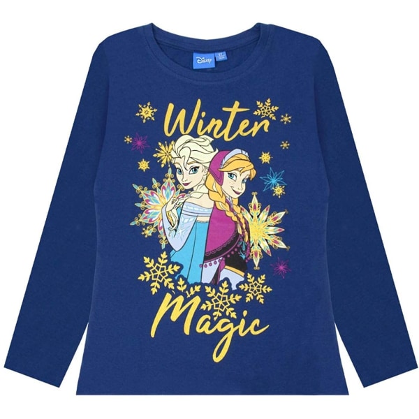 Frozen Girls Winter Magic Anna Och Elsa Glitter Långärmad T- Blue 2-3 Years