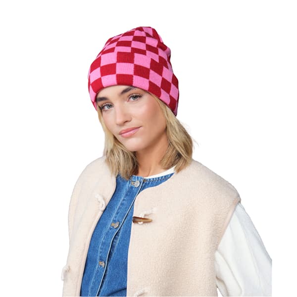 Beechfield Checkerboard Beanie One Size Classic Red/True Pink Classic Red/True Pink One Size