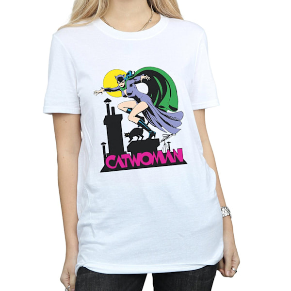 DC Comics Dam/Damer Catwoman Text Logo Bomull Boyfriend T-Shirt L Vit White L