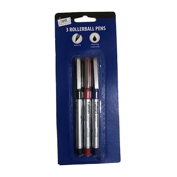 Just Stationery Rollerball Pen (3-pack) One Size Blå/Svart/ Blue/Black/Red One Size