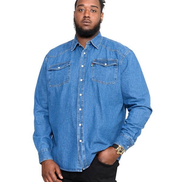 Duke Herr D555 Western Denim Kingsize Skjorta 7XL Stonewash Stonewash 7XL