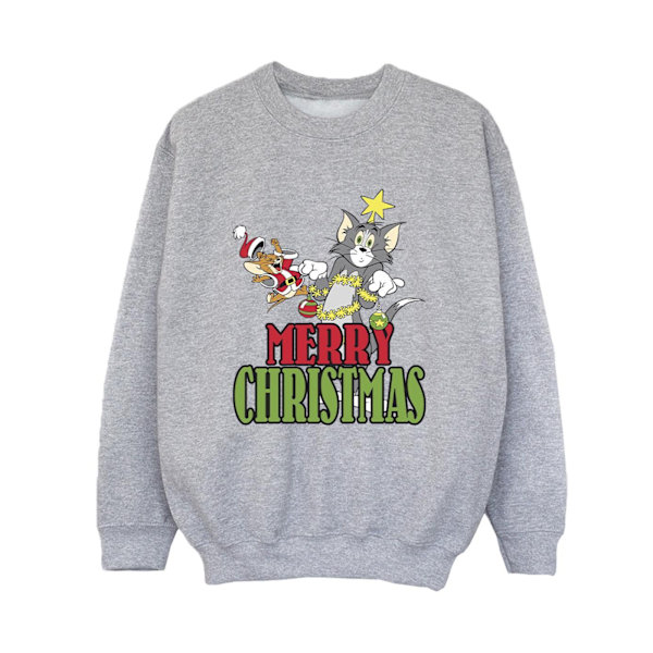 Tom And Jerry Boys Merry Christmas Baubles Sweatshirt 12-13 År Sports Grey 12-13 Years