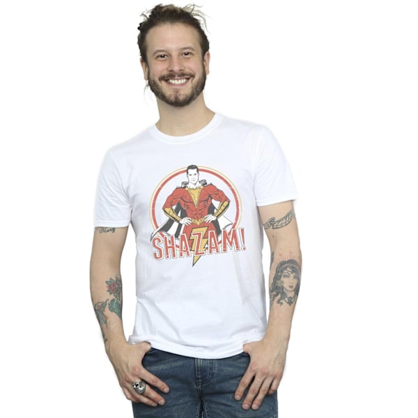 DC Comics Herr Shazam Retro Circle Distressed T-Shirt 4XL Vit White 4XL