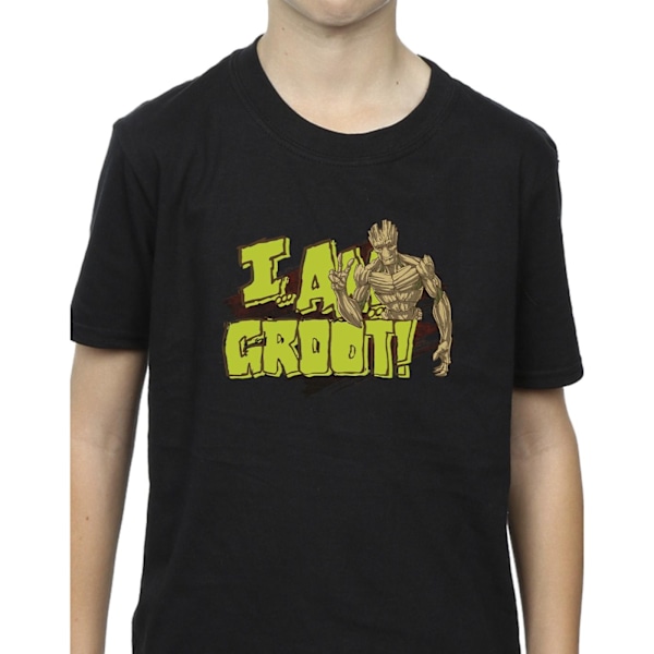 Guardians Of The Galaxy Boys I Am Groot T-Shirt 9-11 År Svart Black 9-11 Years