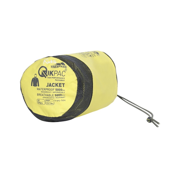 Trespass Barn/Barn Qikpac Vattentät Packaway Jacka 11/12 Yellow 11/12 Years