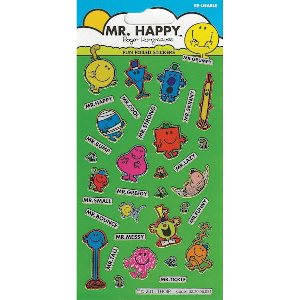 Mr Men Cartoon Character Sticker Sheet One Size Multicoloured Multicoloured One Size