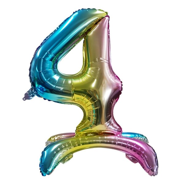 Realmax Stående Nummer 4 Regnbågsgradient Folieballong En Storlek Multicoloured One Size