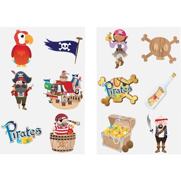 Pirat Tillfällig Tatuering (Paket med 60) En Storlek Flerfärgad Multicoloured One Size