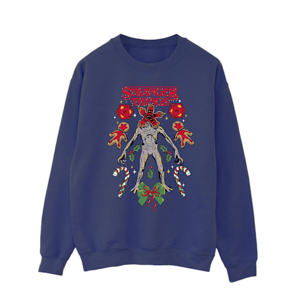 Netflix Mens Stranger Things Christmas Demogorgon Sweatshirt XX Navy Blue XXL