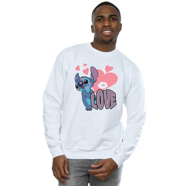 Lilo & Stitch Herr Tröja Kärlekshjärta XL Vit White XL